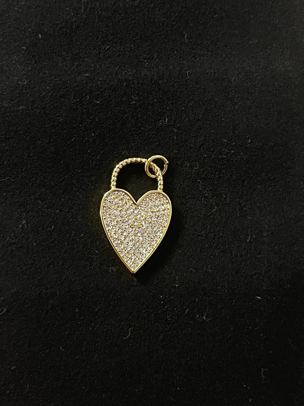 Gold Heart Pavé Charm Pendant - Women Jewelry